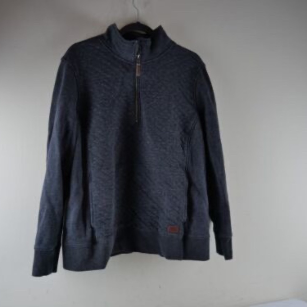 L.L. BEAN Charcoal Gray 1/4 Zip Quilted Lined Cotton Poly Men's XL Sweater EUC